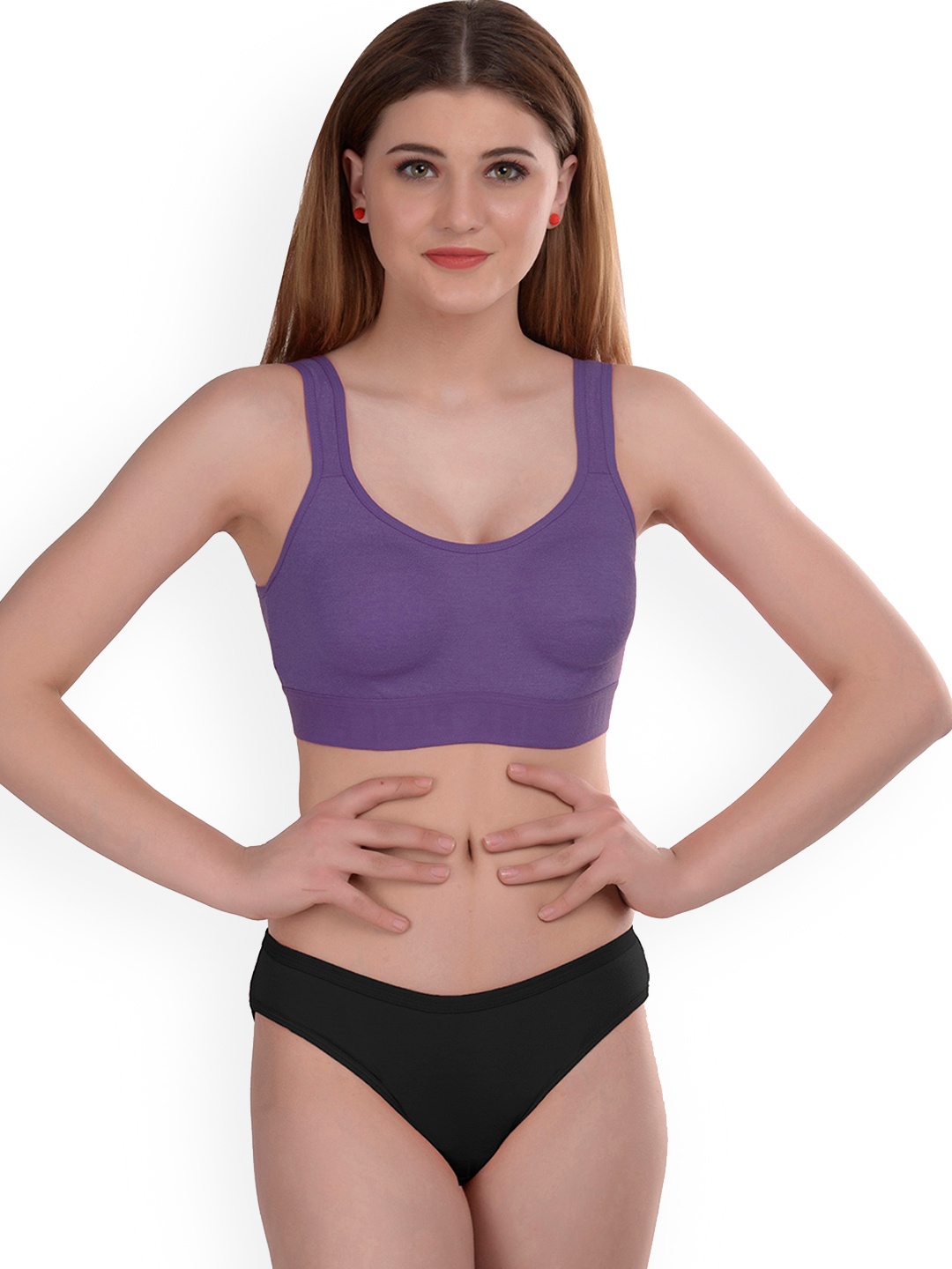 

PIBU Non Padded Cotton Lingerie Set, Purple