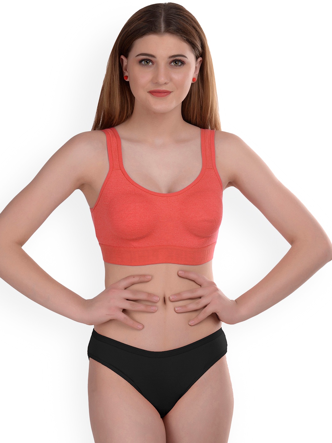 

PIBU Non Padded Cotton Lingerie Set, Orange