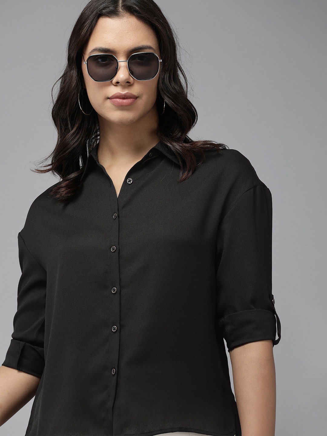 

Roadster Women Standard Opaque Casual Shirt, Black