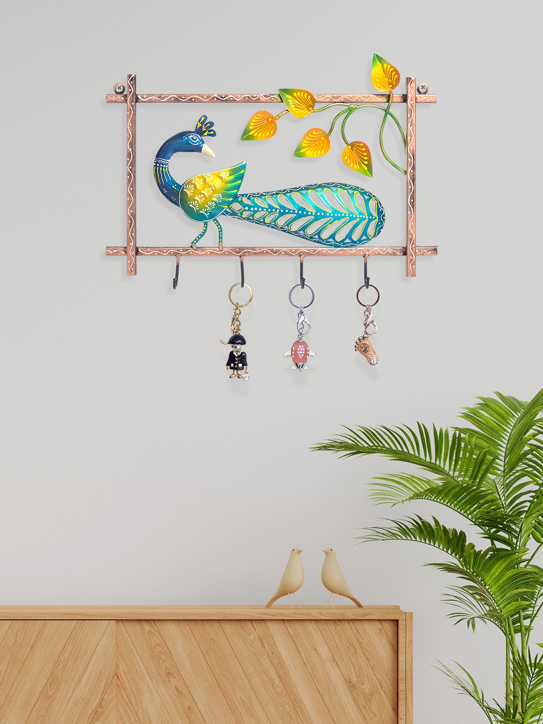 

Golden Peacock Blue & Beige Peacock Shaped Keyholder