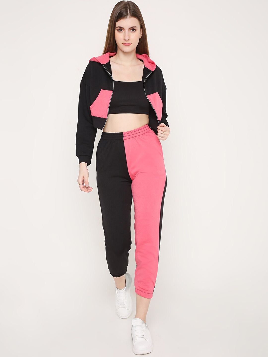 

BLANCD Colourblocked Cotton Hooded Jacket With Joggers, Black
