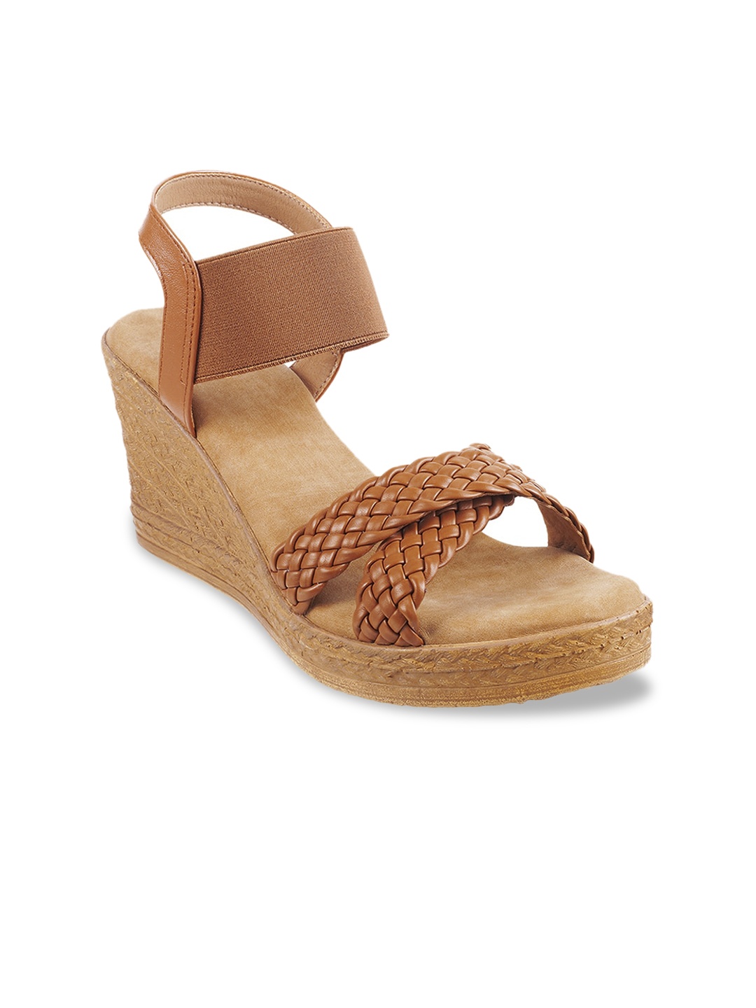 

Metro Textured Open Toe Wedge Heels, Tan