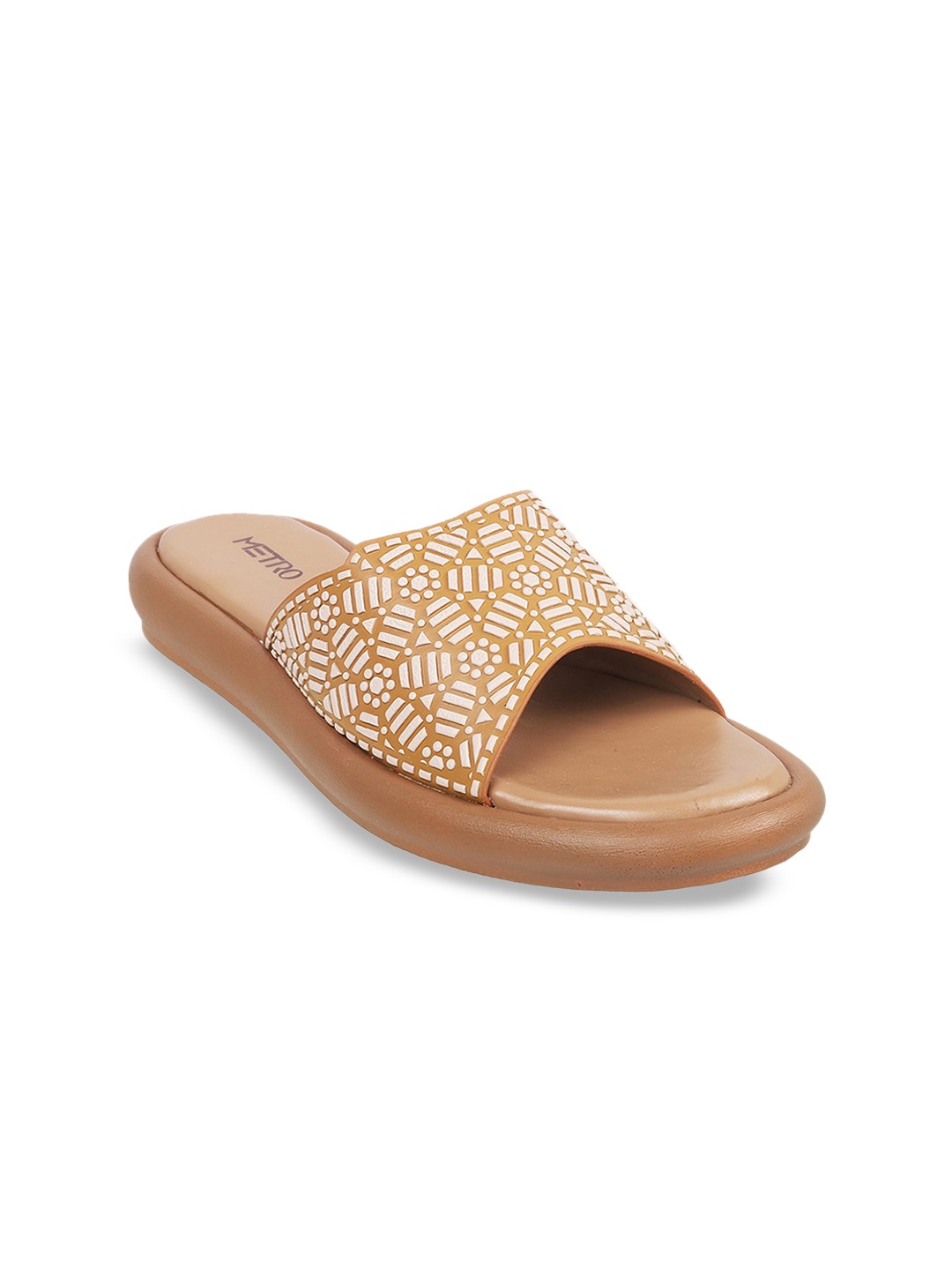 

Metro Printed Open Toe Flats, Tan