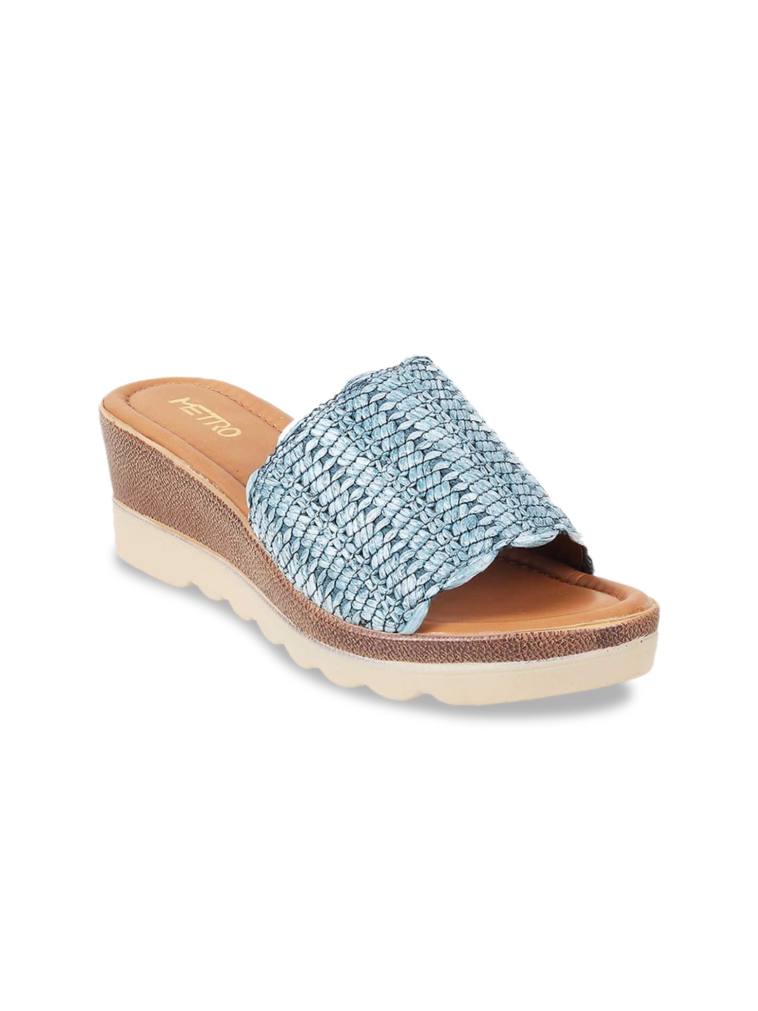 

Metro Woven Design Open Toe Wedges, Blue