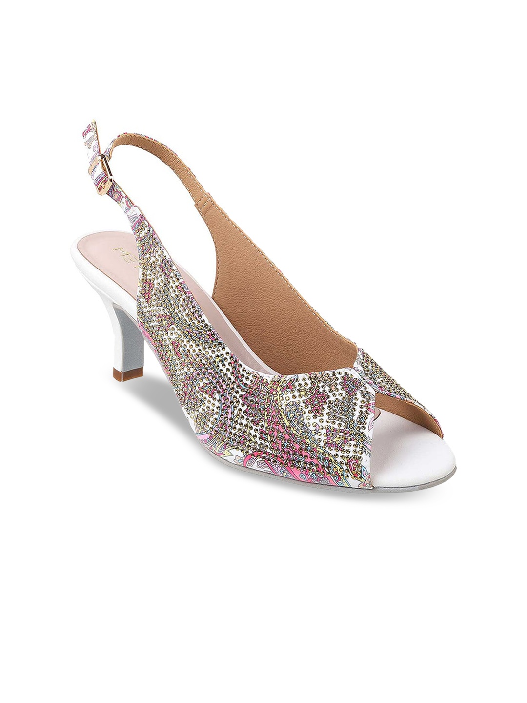 

Metro Embellished Slim Heels Peep Toes, White