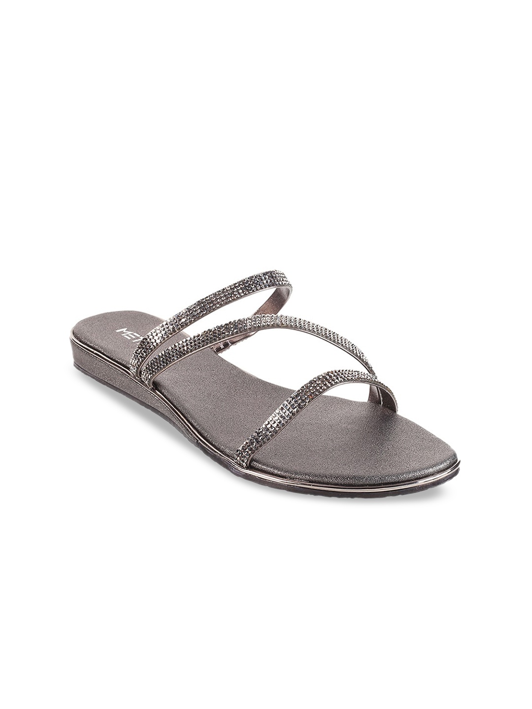 

Metro Embellished Open Toe Flats, Grey