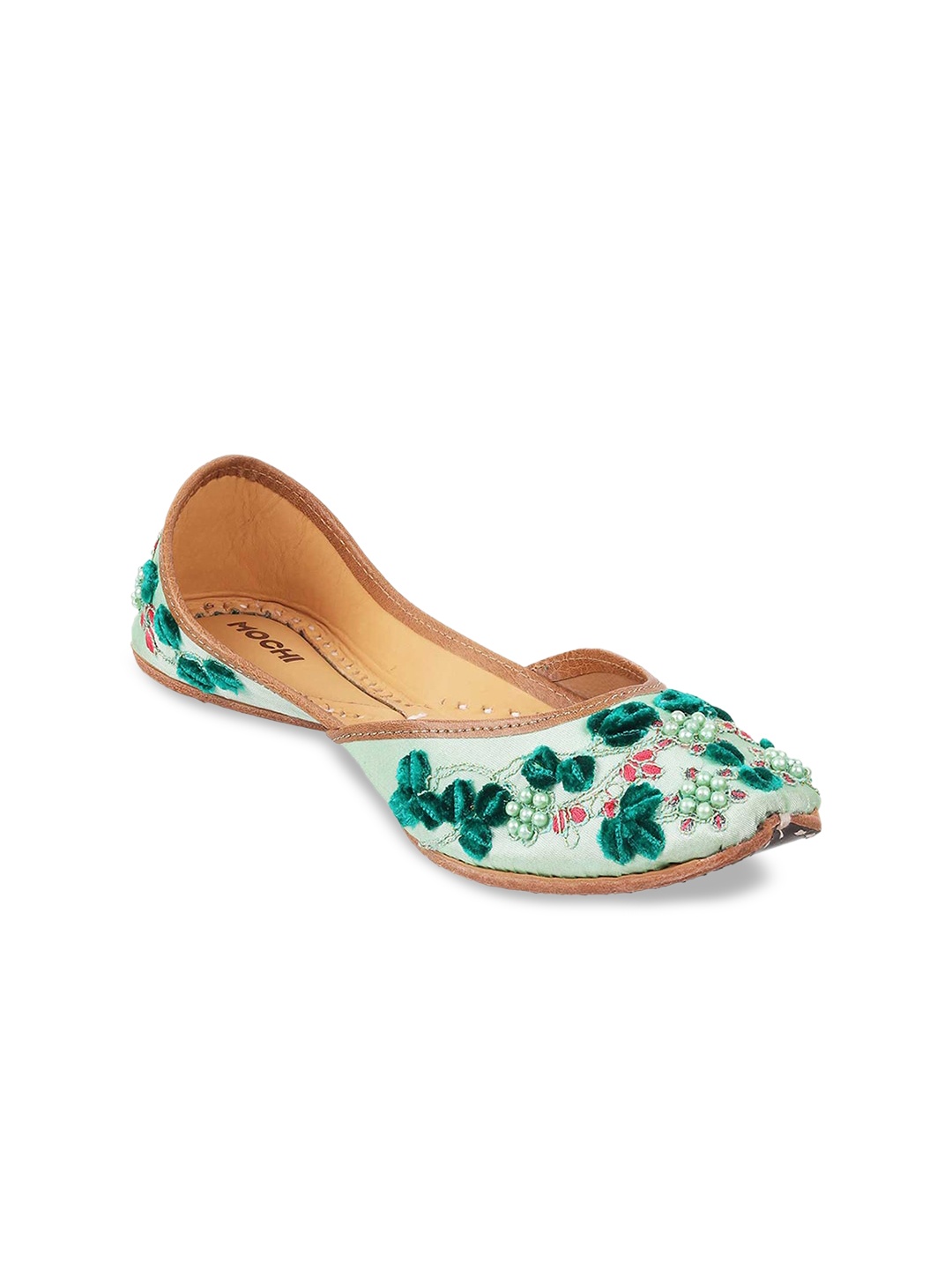 

Mochi Ethnic Embellished Mojaris, Sea green