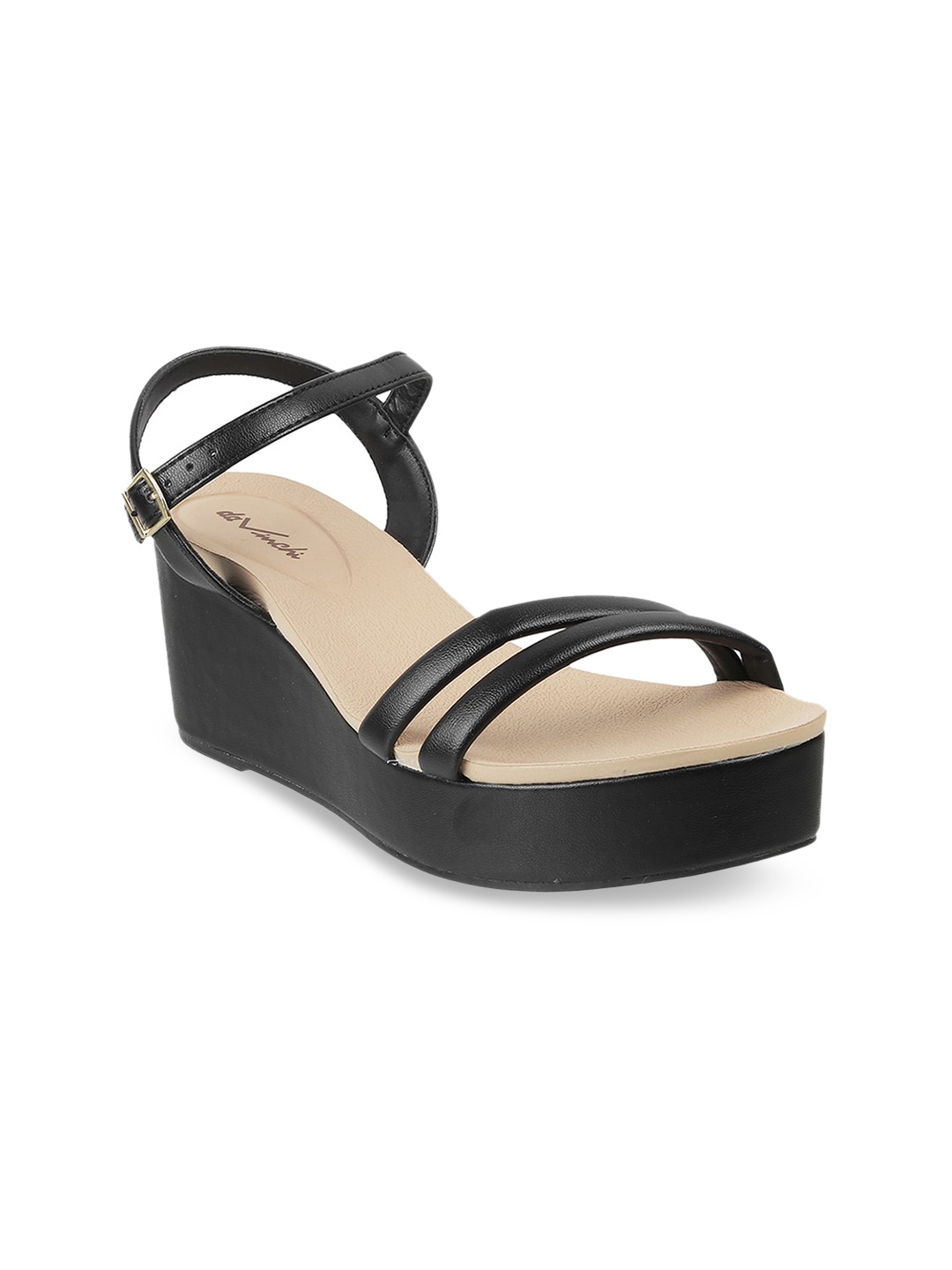 

DAVINCHI Strappy Open Toe Wedge Heels, Black