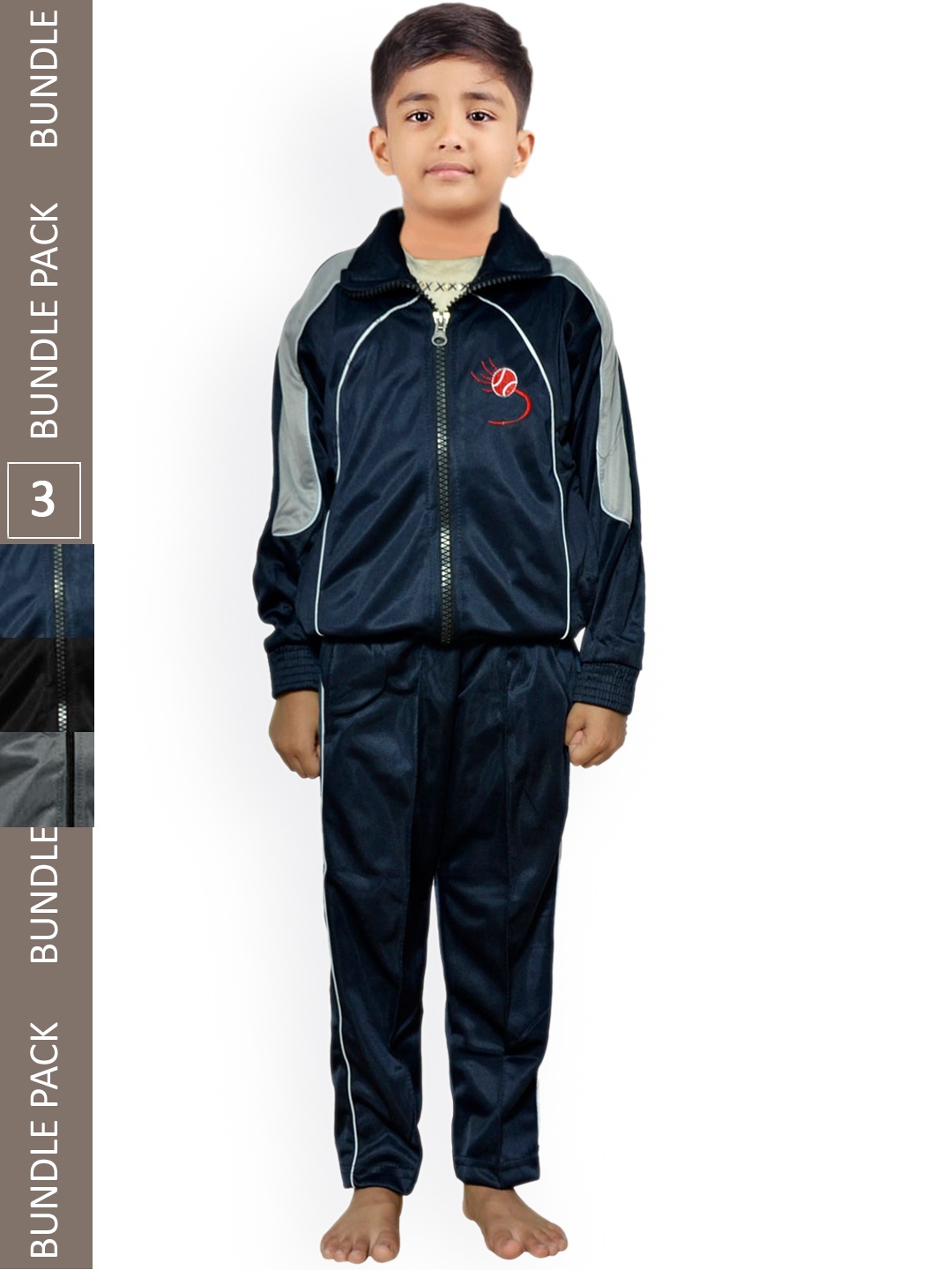 

IndiWeaves Boys Pack Of 3 High-Rise Tracksuits, Blue