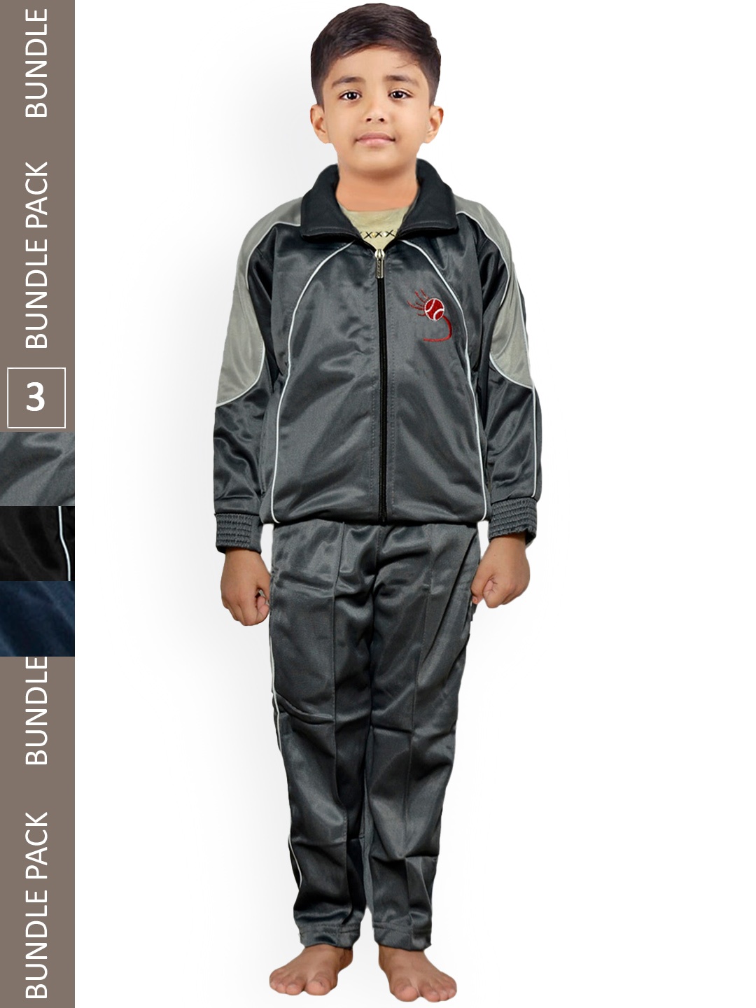 

IndiWeaves Boys Pack Of 3 High-Rise Tracksuits, Grey