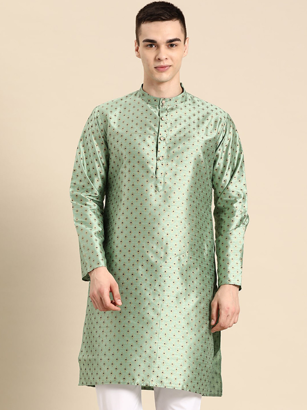 

Anouk Ethnic Motif Printed Silk Cotton Kurta, Green
