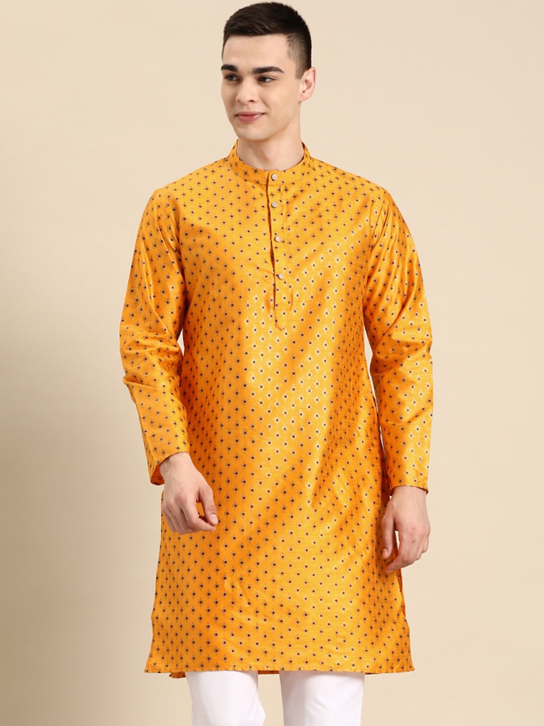 

Anouk Ethnic Motif Straight Silk Cotton Kurta, Mustard