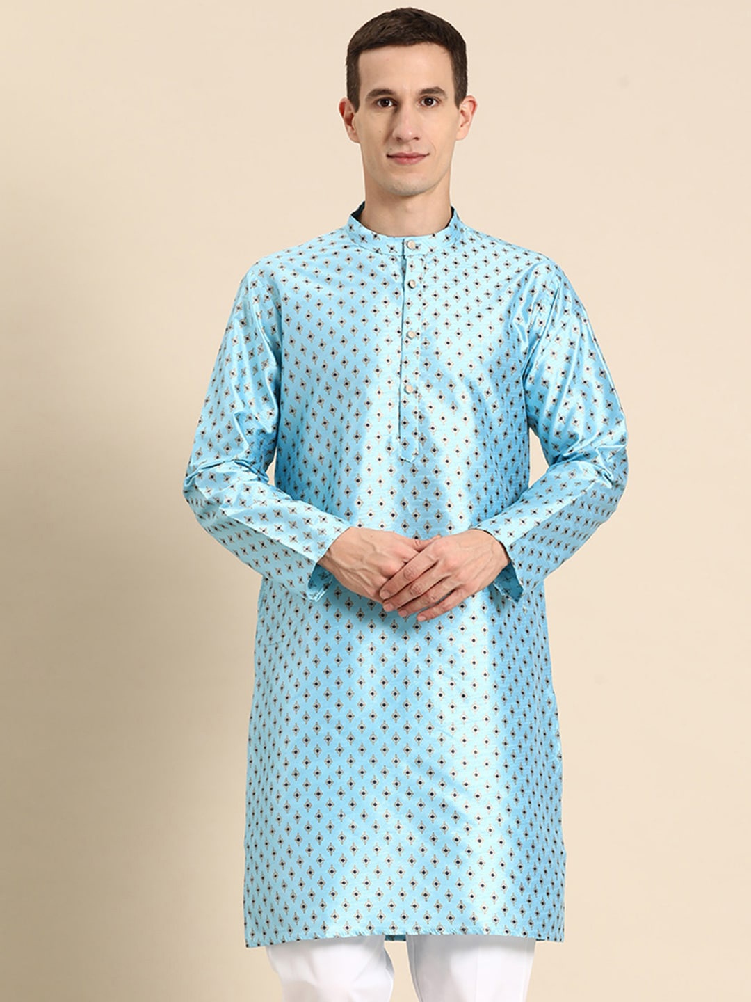 

Anouk Ethnic Motif Printed Silk Cotton Kurta, Blue