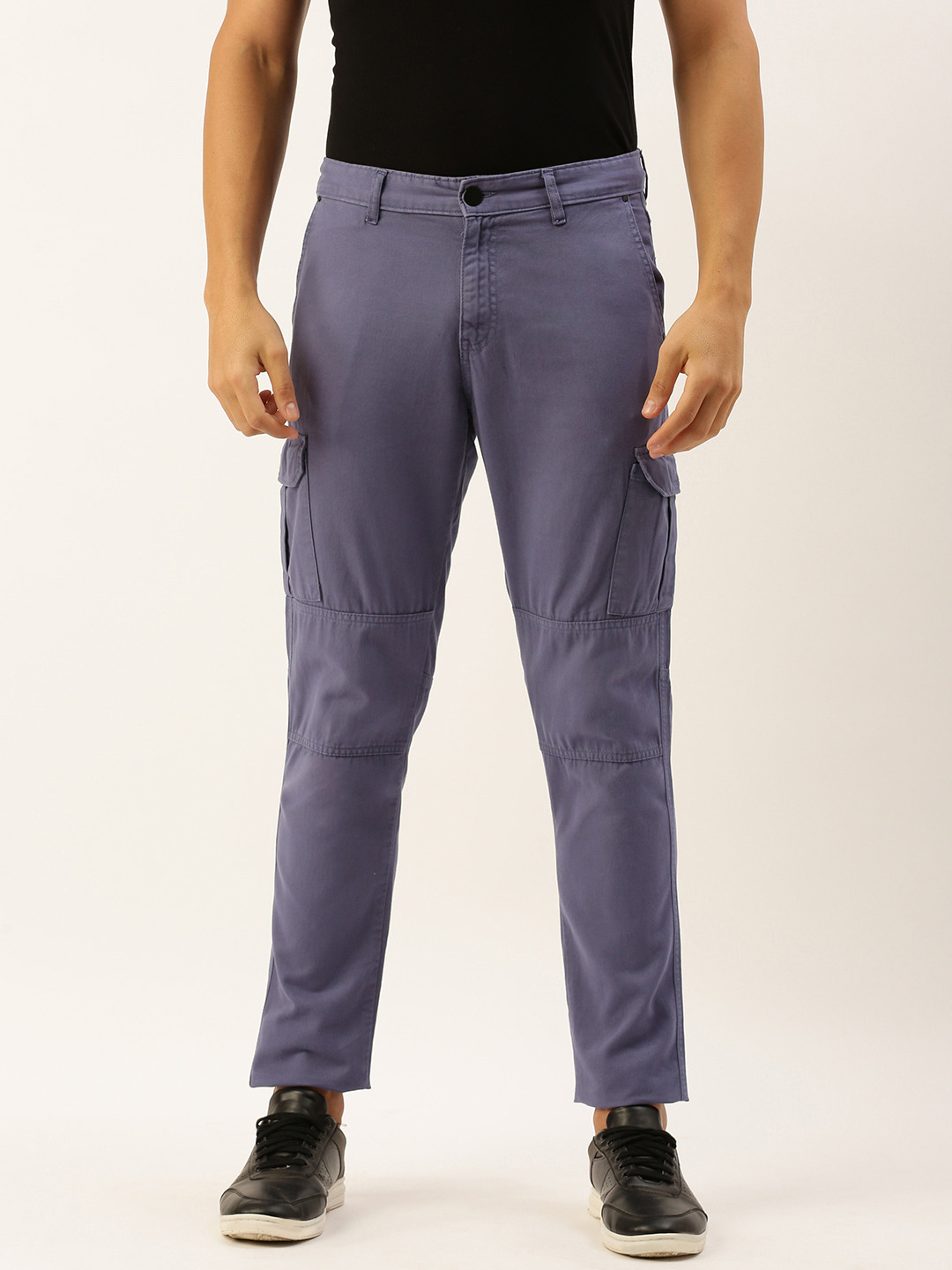 

IVOC Men Slim Fit Mid-Rise Cargo Trousers, Purple