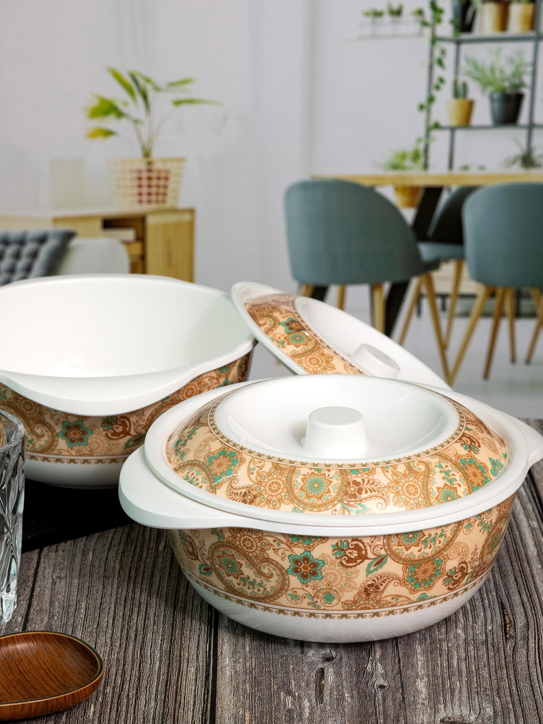 

Servewell White & Beige 2 Pieces Serving Casserole With Lid 1.25 L Each