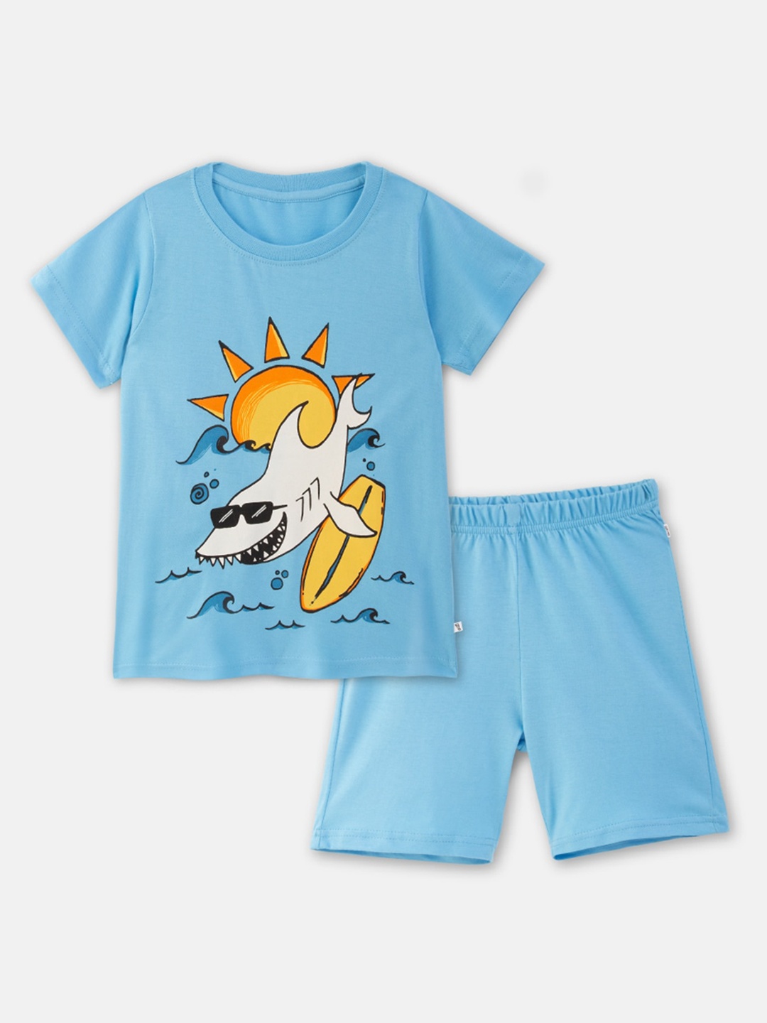 

You Got Plan B Girls Graphic Printed Pure Cotton Night Suit, Blue
