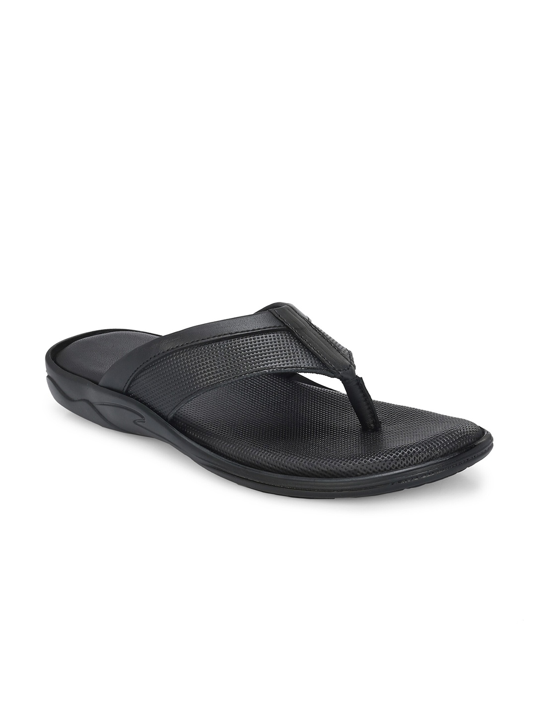 

Azzaro Black Men Textured Leather Comfort Sandals