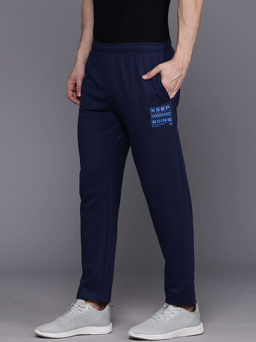 

HRX by Hrithik Roshan Men Printed Detail Track Pants, Navy blue