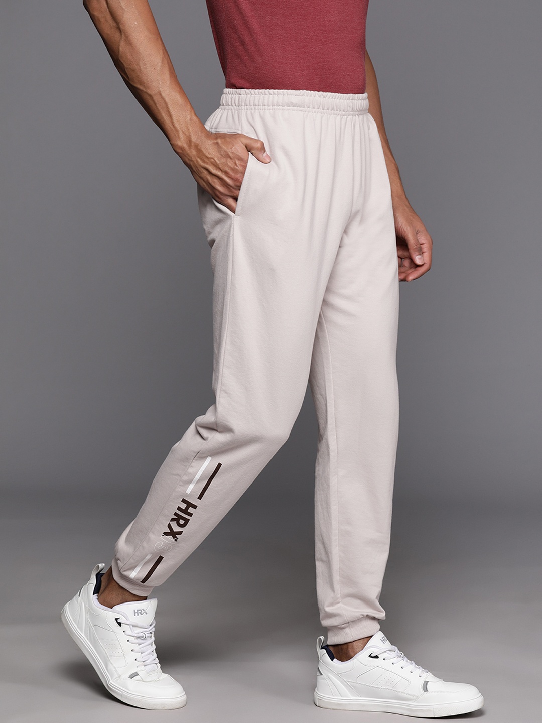 

HRX by Hrithik Roshan Men Brand Logo Detail Lifestyle Jogger Trackpants, Beige