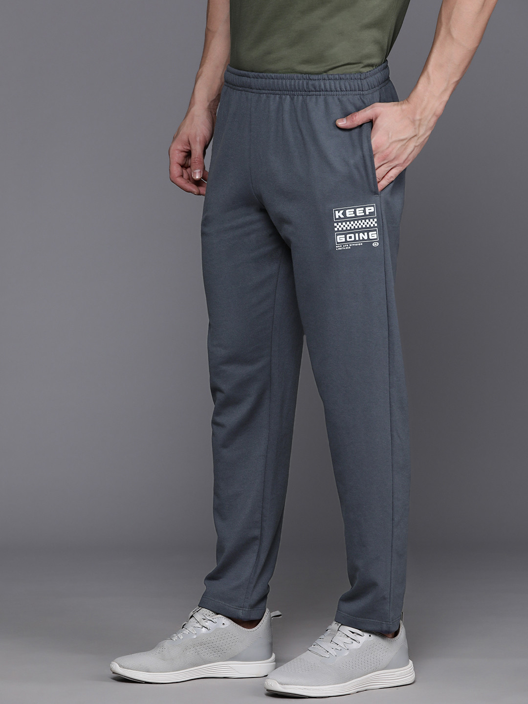 

HRX by Hrithik Roshan Men Printed Detail Track Pants, Grey