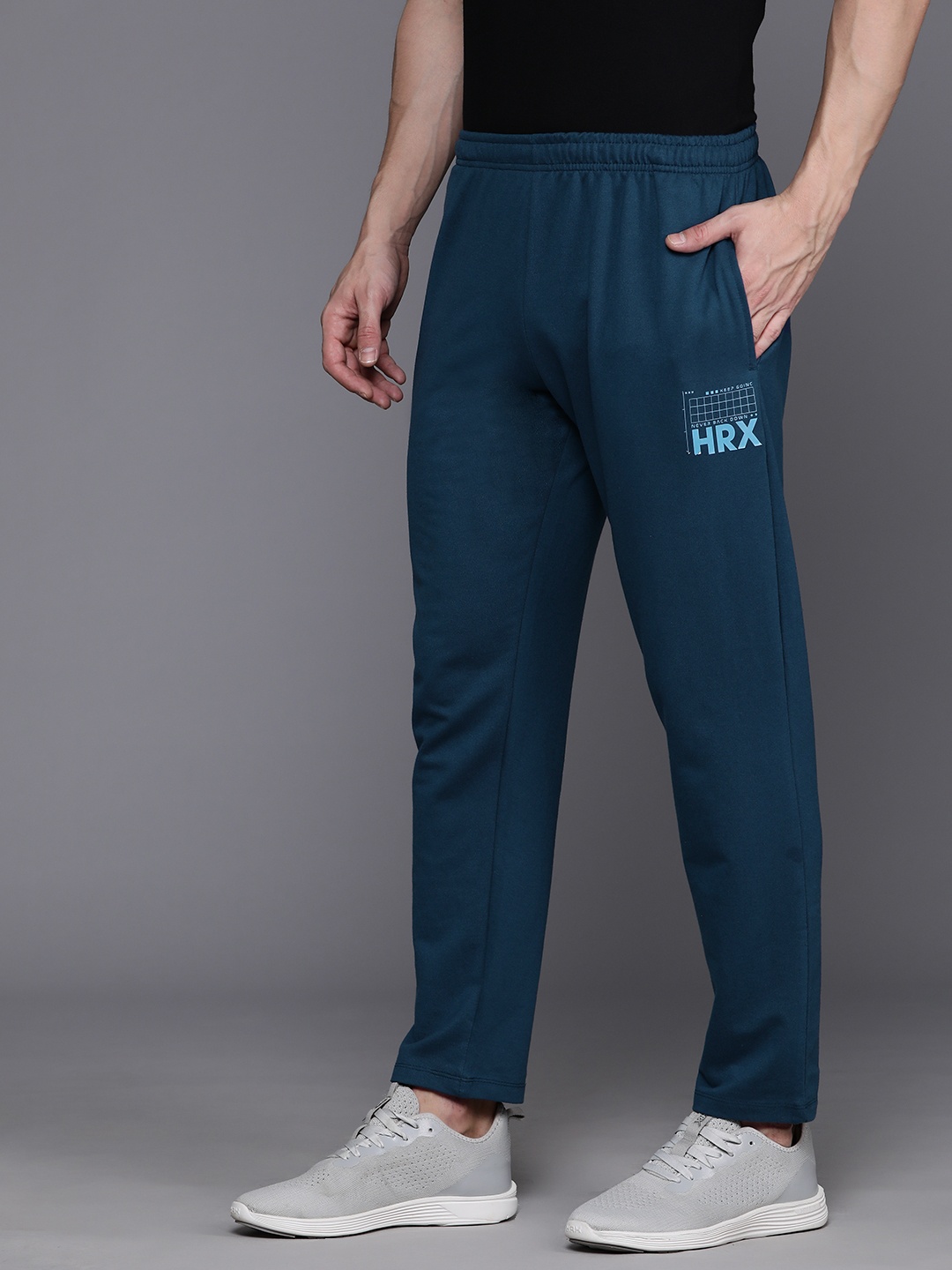 

HRX by Hrithik Roshan Men Printed Detail Track Pants, Teal