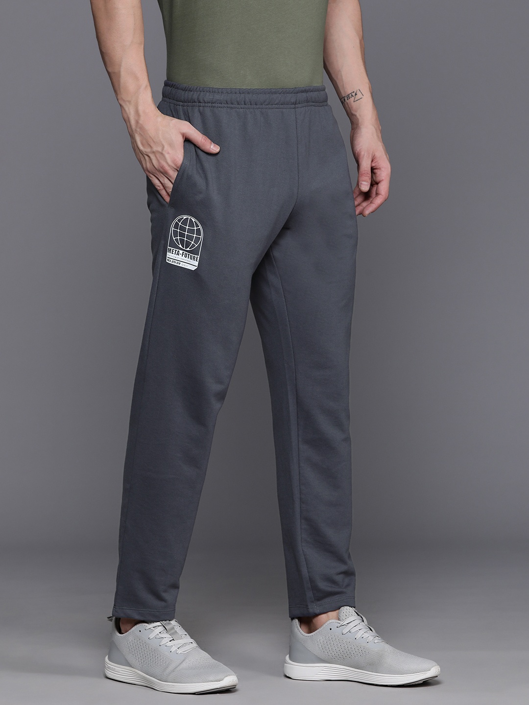 

HRX by Hrithik Roshan Men Printed Detail Track Pants, Grey