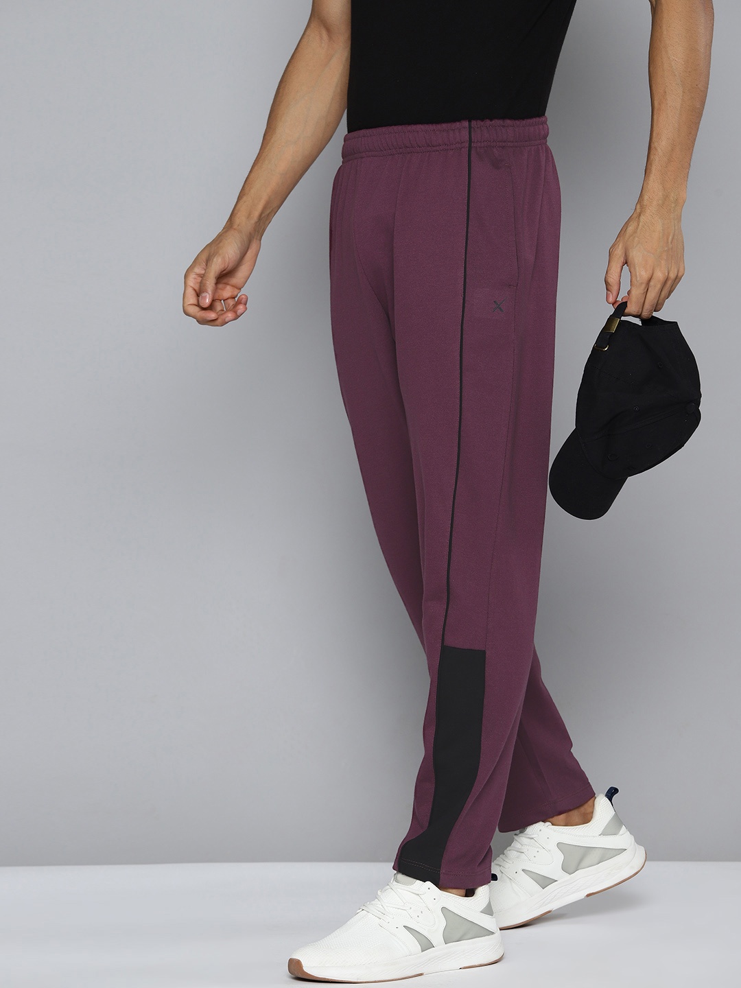 

HRX by Hrithik Roshan Men Contrast Striped Track Pants, Burgundy