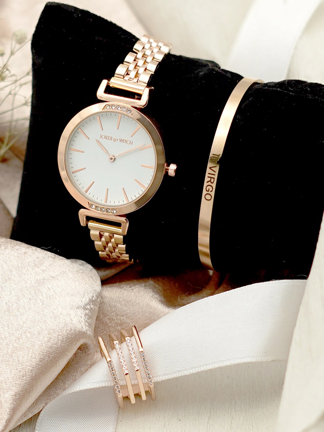 

JOKER & WITCH Glistening Love Virgo Love Triangle Women Watch Gift Set JWLT104, Rose gold