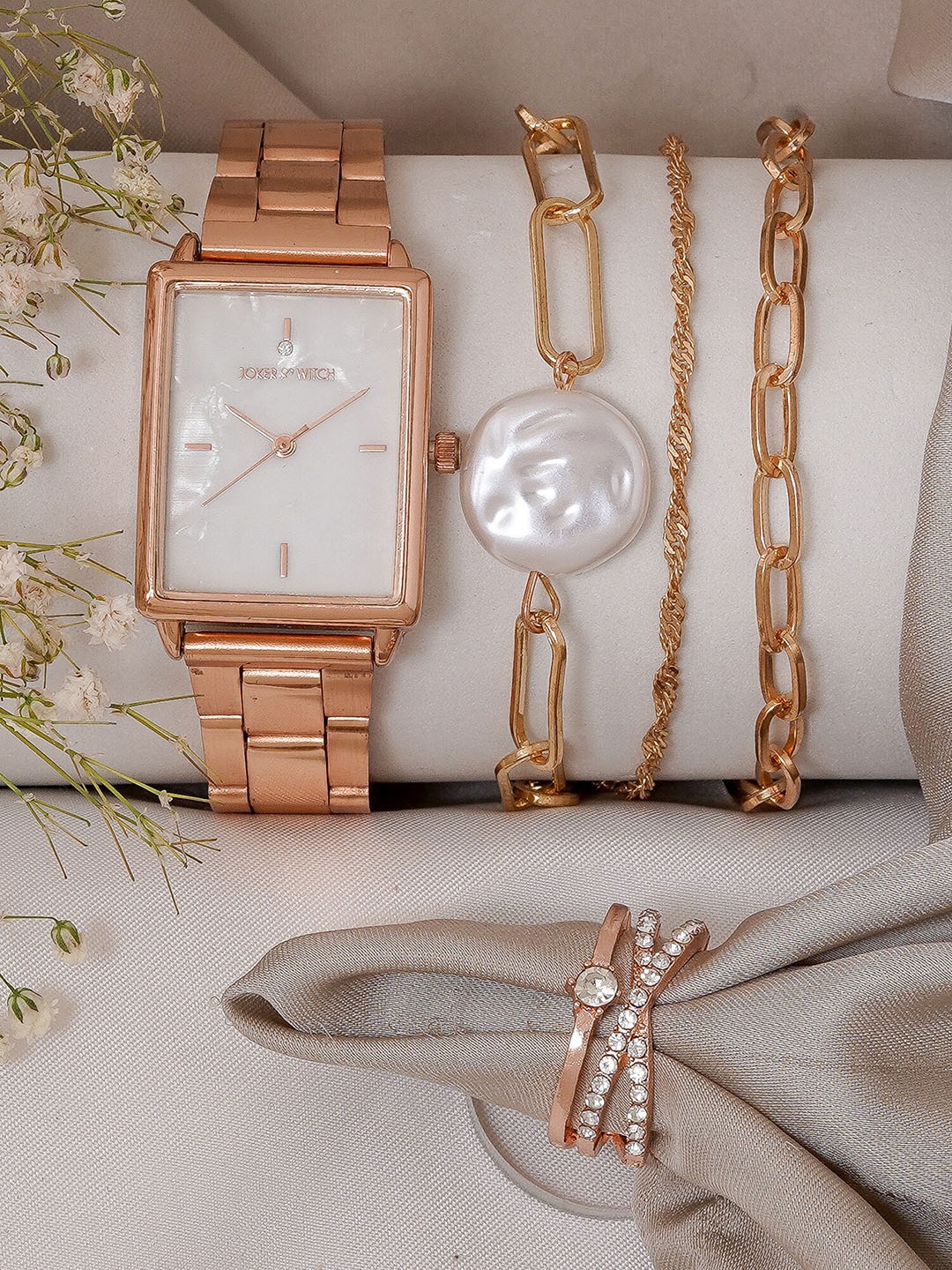

JOKER & WITCH Women Watch Gift SetJWLT781, Rose gold