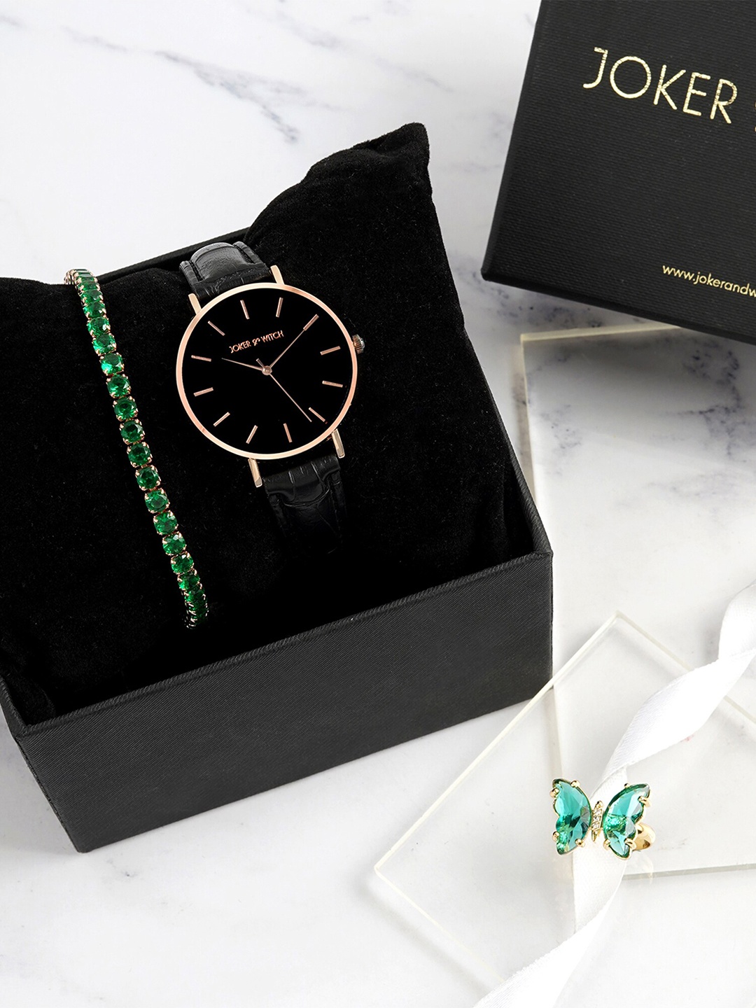 

JOKER & WITCH Women Watch Gift Set, Black