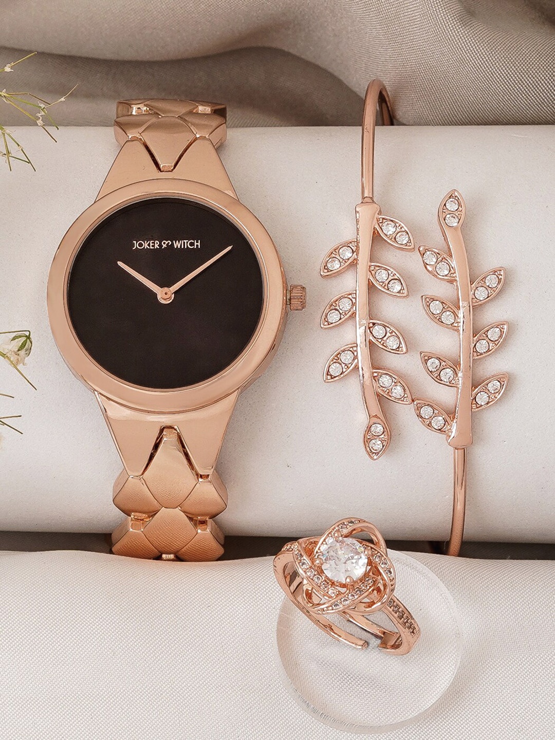 

JOKER & WITCH Women Analogue Watch Gift Set JWLT727, Rose gold