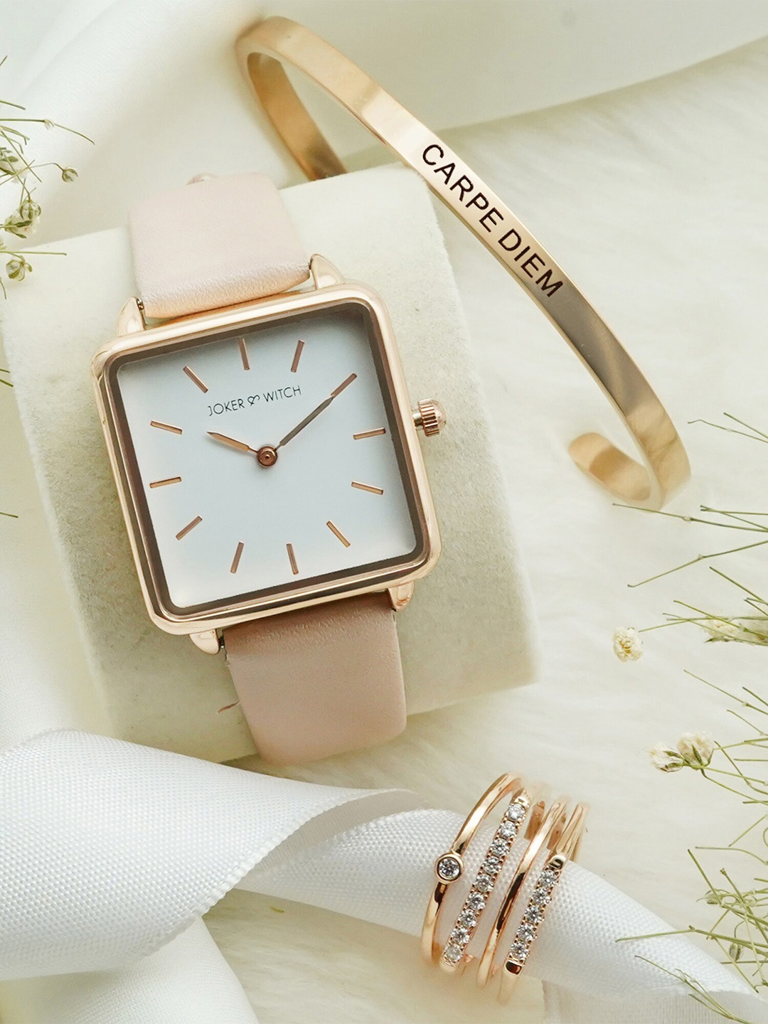 

JOKER & WITCH Women Teresa Love Triangle Watch Gift Set, Rose gold