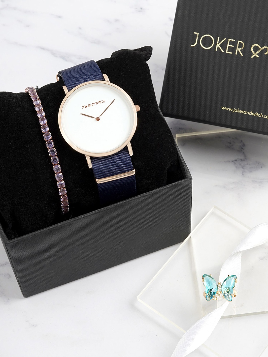

JOKER & WITCH Women Lush Blue Love Triangle Watch Gift Set