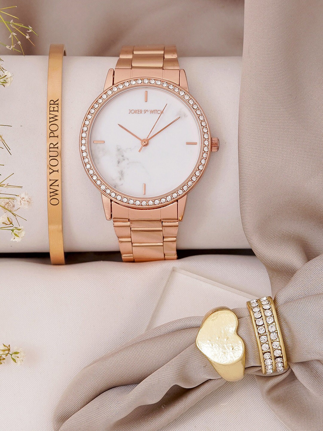 

JOKER & WITCH Women Fling Love Triangle Watch Gift Set JWLT792, Rose gold