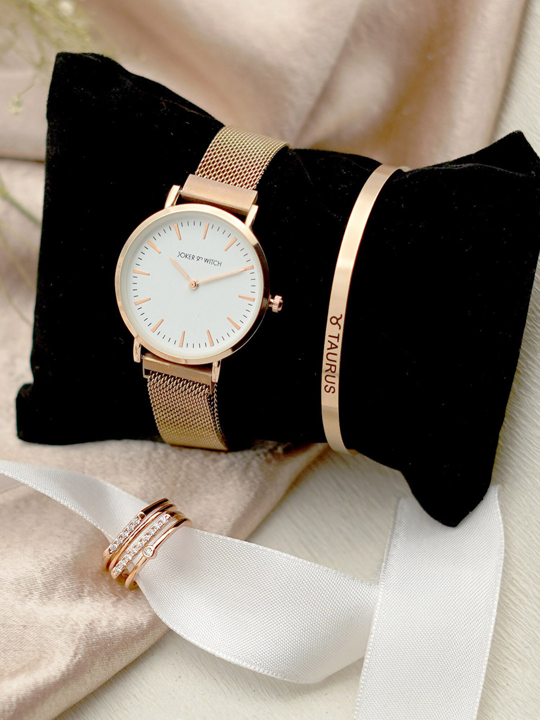 

JOKER & WITCH Women Analogue Watch Gift Set JWLT136, Rose gold