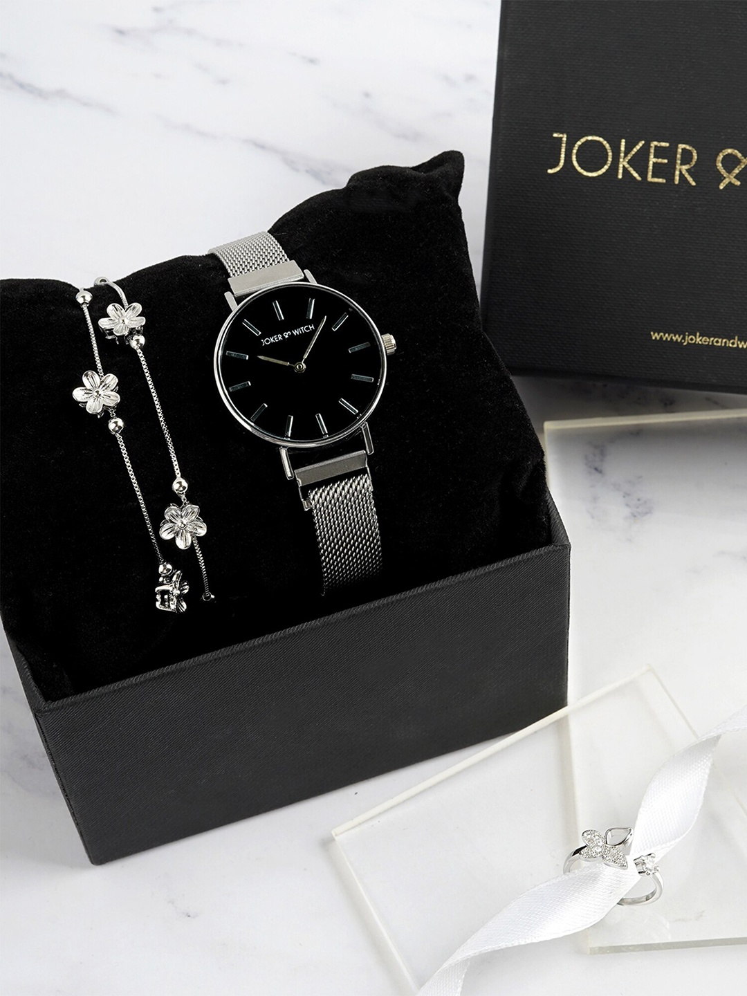 

JOKER & WITCH Women Sirius Star Love Triangle Watch Gift Set, Silver