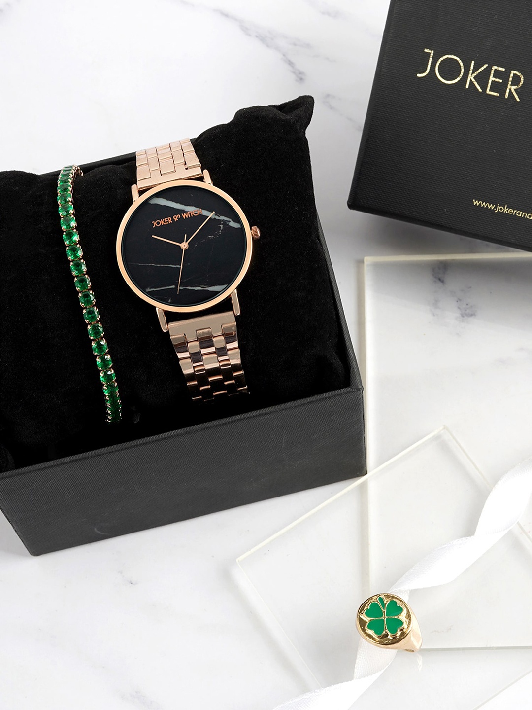 

JOKER & WITCH Women Mountain Love Triangle Watch Gift Set, Rose gold