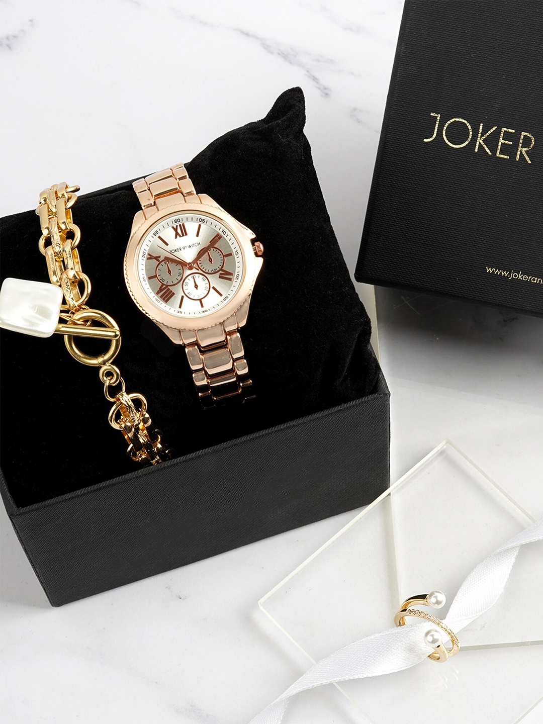 

JOKER & WITCH Women Rose Gold-Toned Watch Gift Set