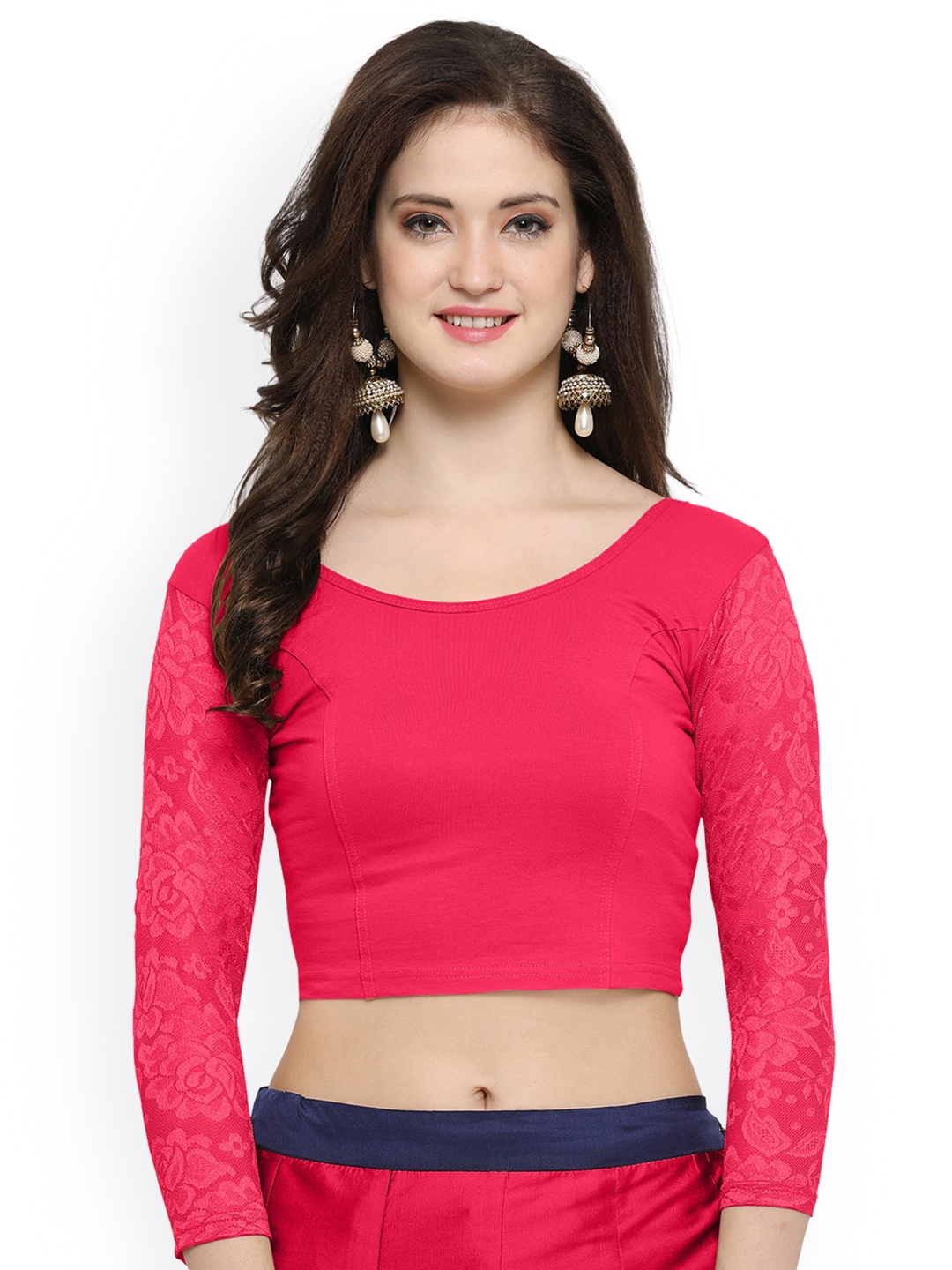 

Janasya Pink Cotton Lycra Saree Blouse