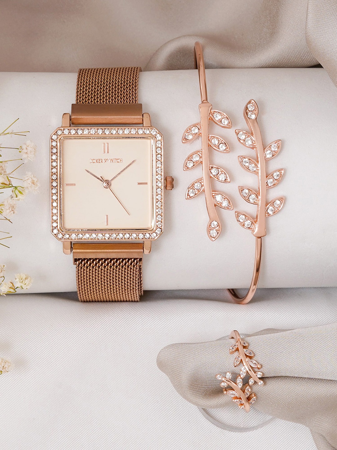 

JOKER & WITCH Old school Love Triangle Women Watch Gift Set JWLT785, Rose gold