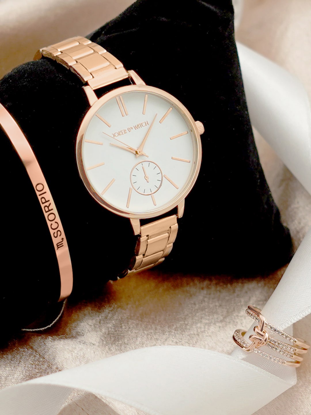 

JOKER & WITCH Women Analogue Watch Gift Set JWLT70, Rose gold