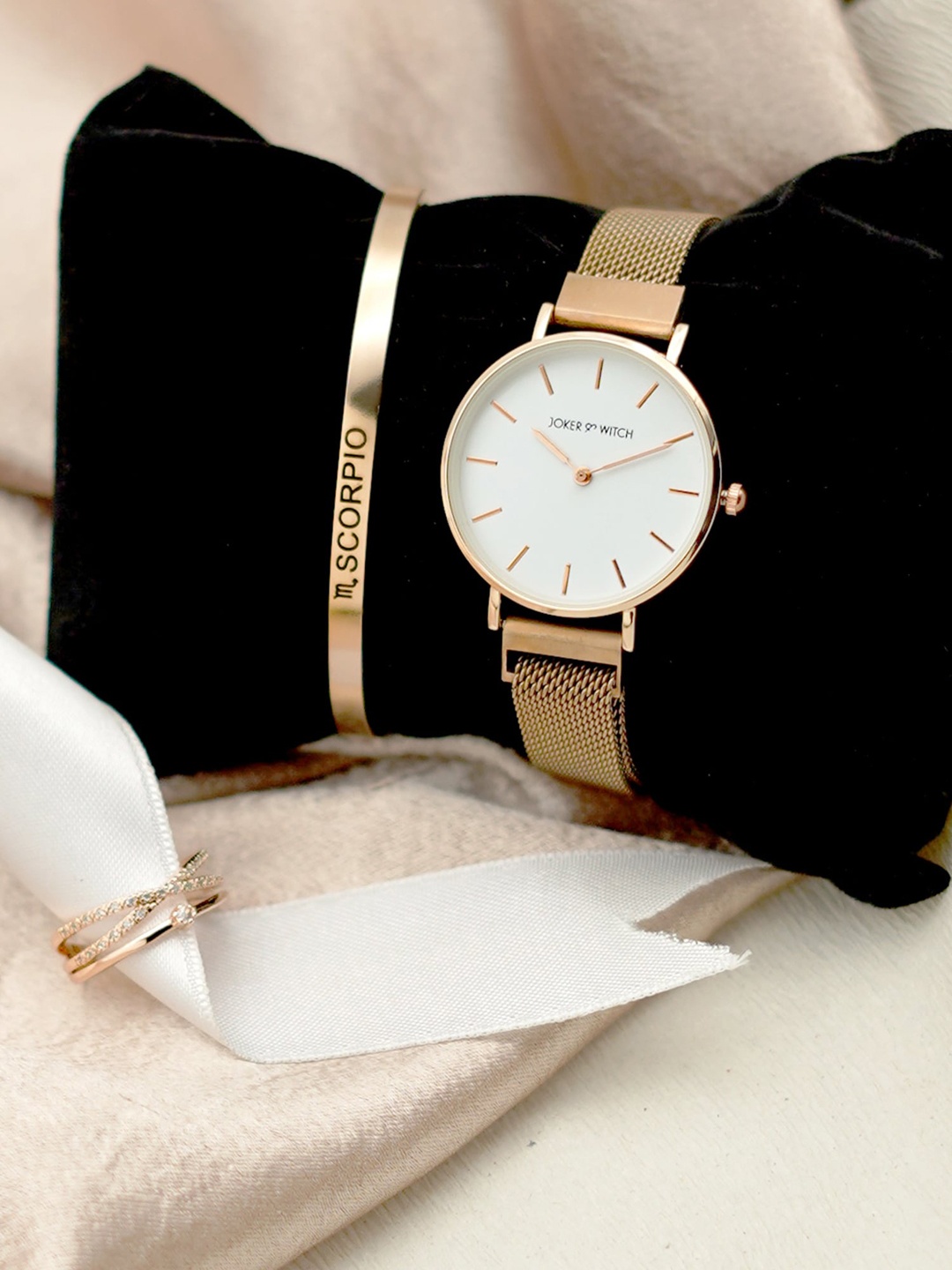 

JOKER & WITCH Women Analogue Watch Gift Set JWLT130, Rose gold