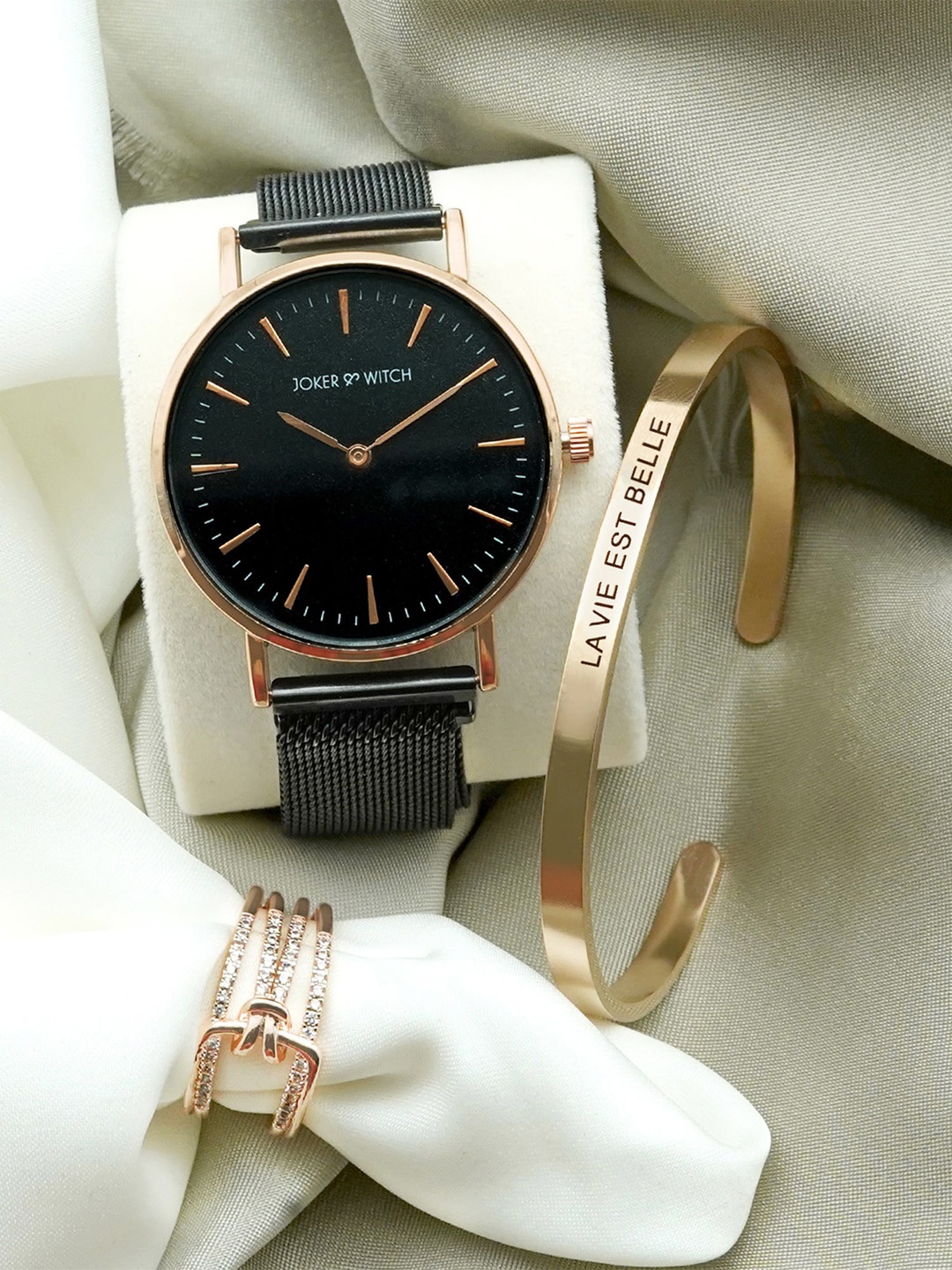 

JOKER & WITCH Women Watch Gift Set JWLT244, Black