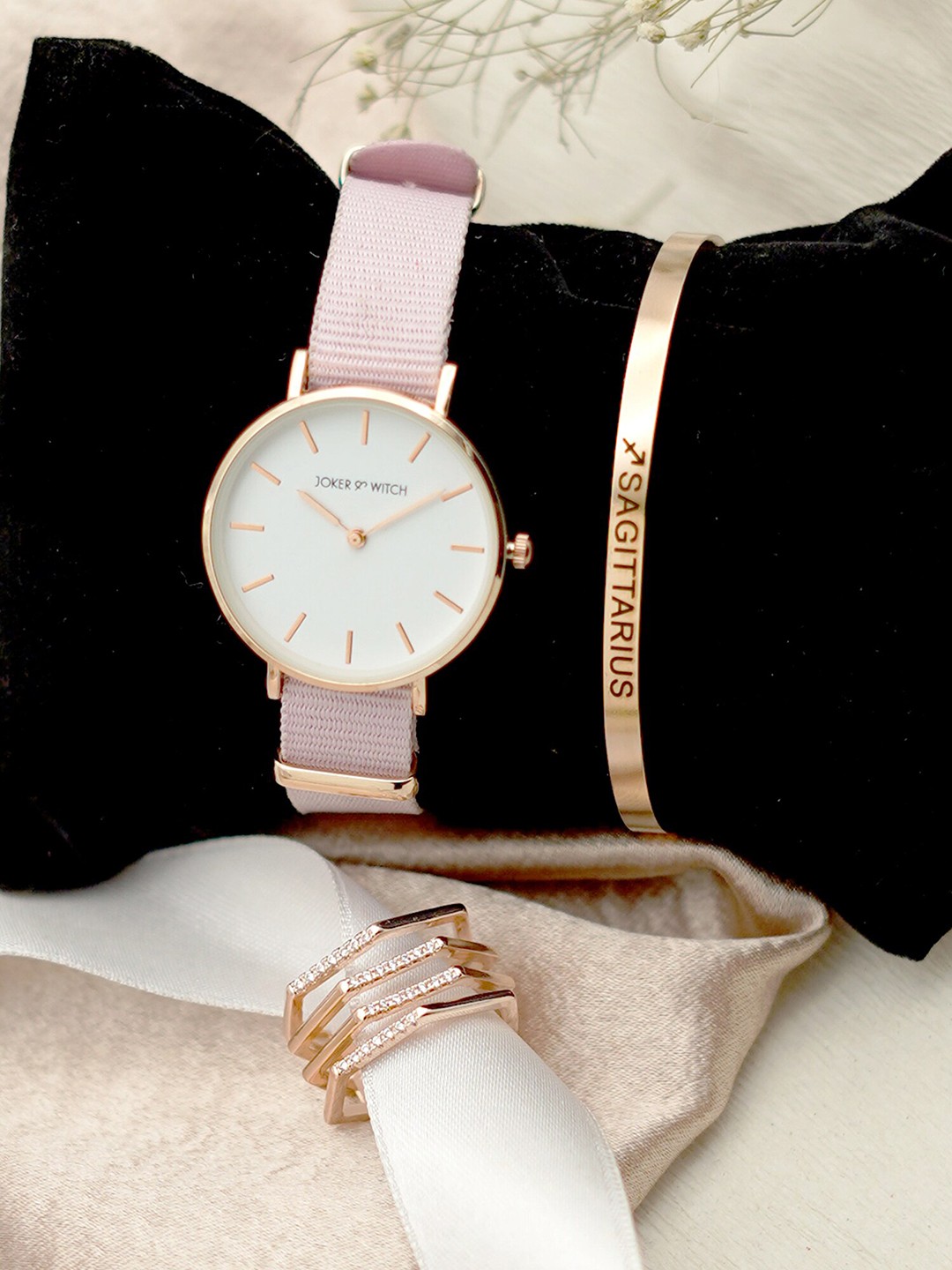 

JOKER & WITCH Women Watch Gift Set JWLT179, Pink