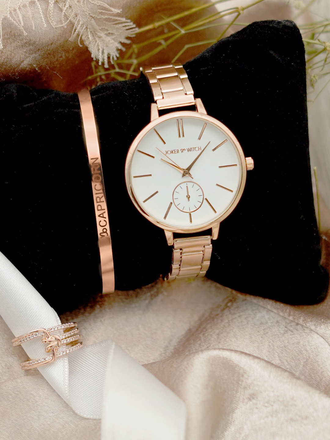 

JOKER & WITCH Women Starry Eyes Capricorn Love Triangle Accessory Gift Set, Rose gold