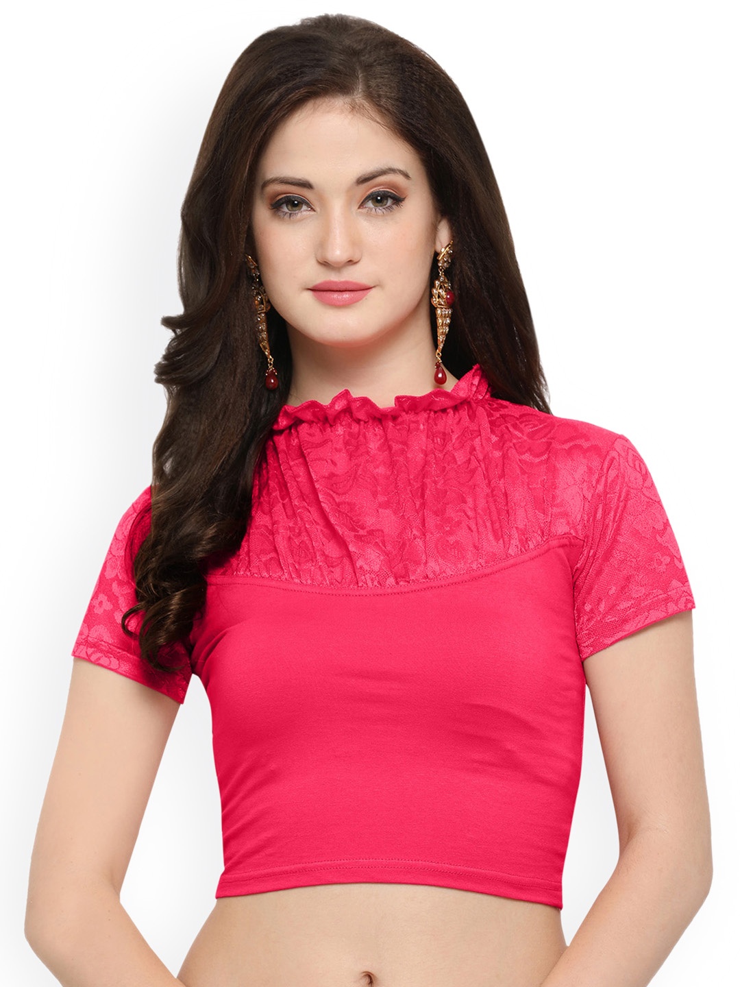 

Janasya Pink Cotton Lycra Saree Blouse