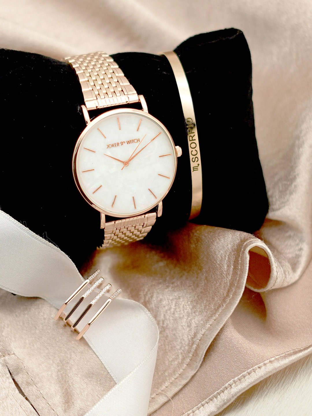 

JOKER & WITCH Women Love Jinx Scorpio Love Triangle Jewellery & Watch Gift Set JWLT82, Rose gold