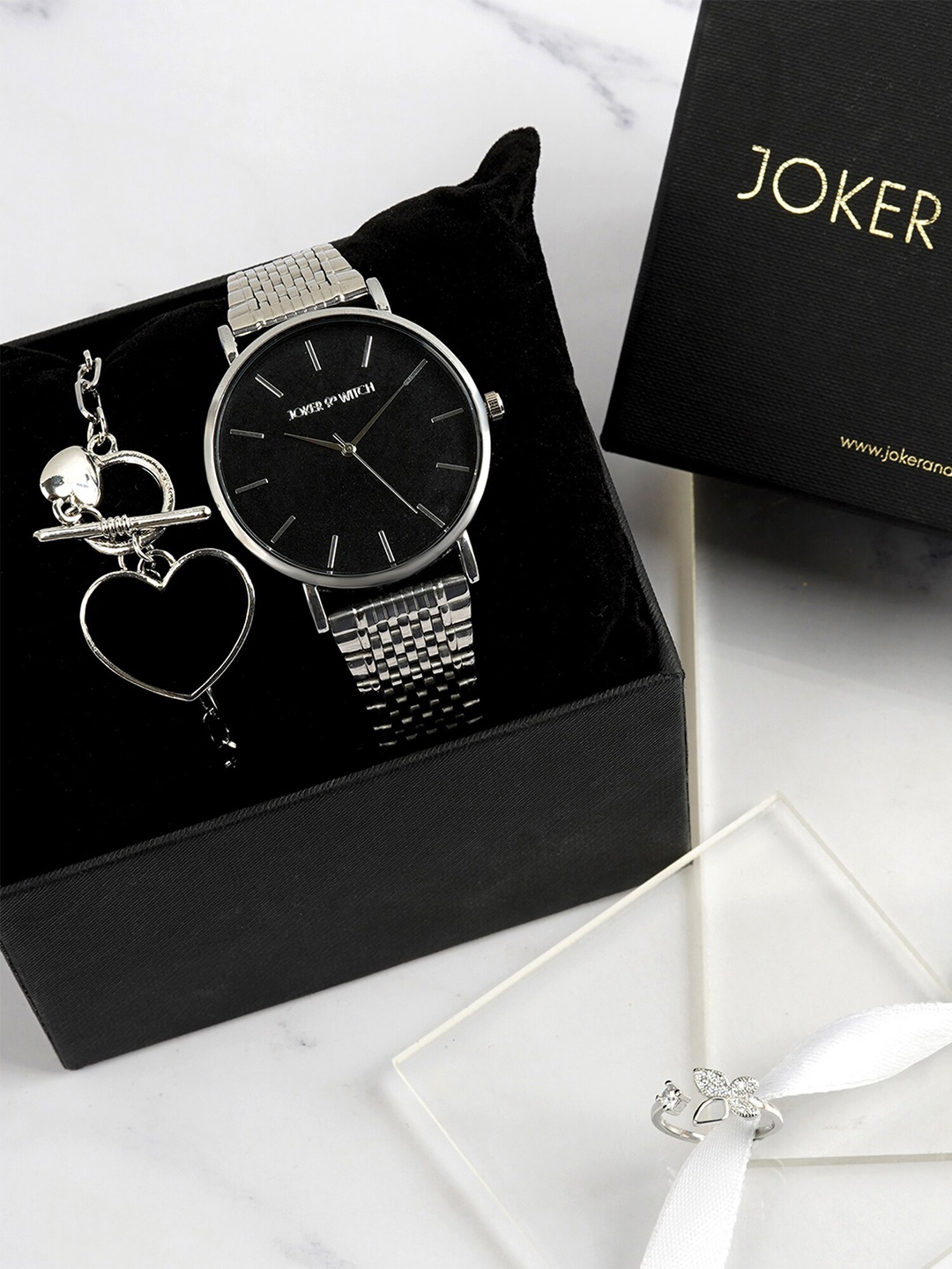 

JOKER & WITCH Women Heather Love Watch Gift Set JWLT532, Silver