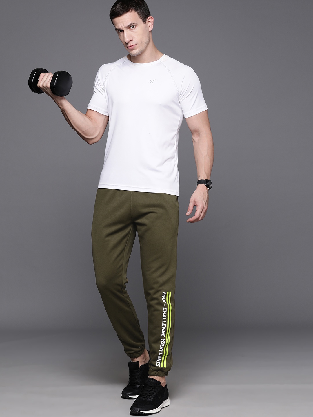 

HRX by Hrithik Roshan Men Solid Rapid-Dry Training Joggers, Olive