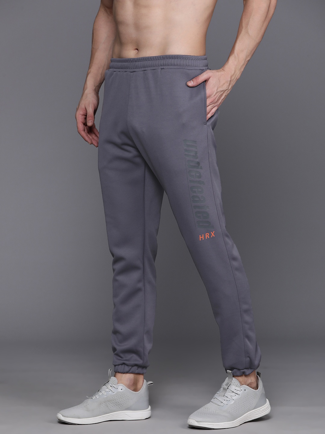 

HRX by Hrithik Roshan Men Rapid-Dry Typography Printed Training Joggers, Grey